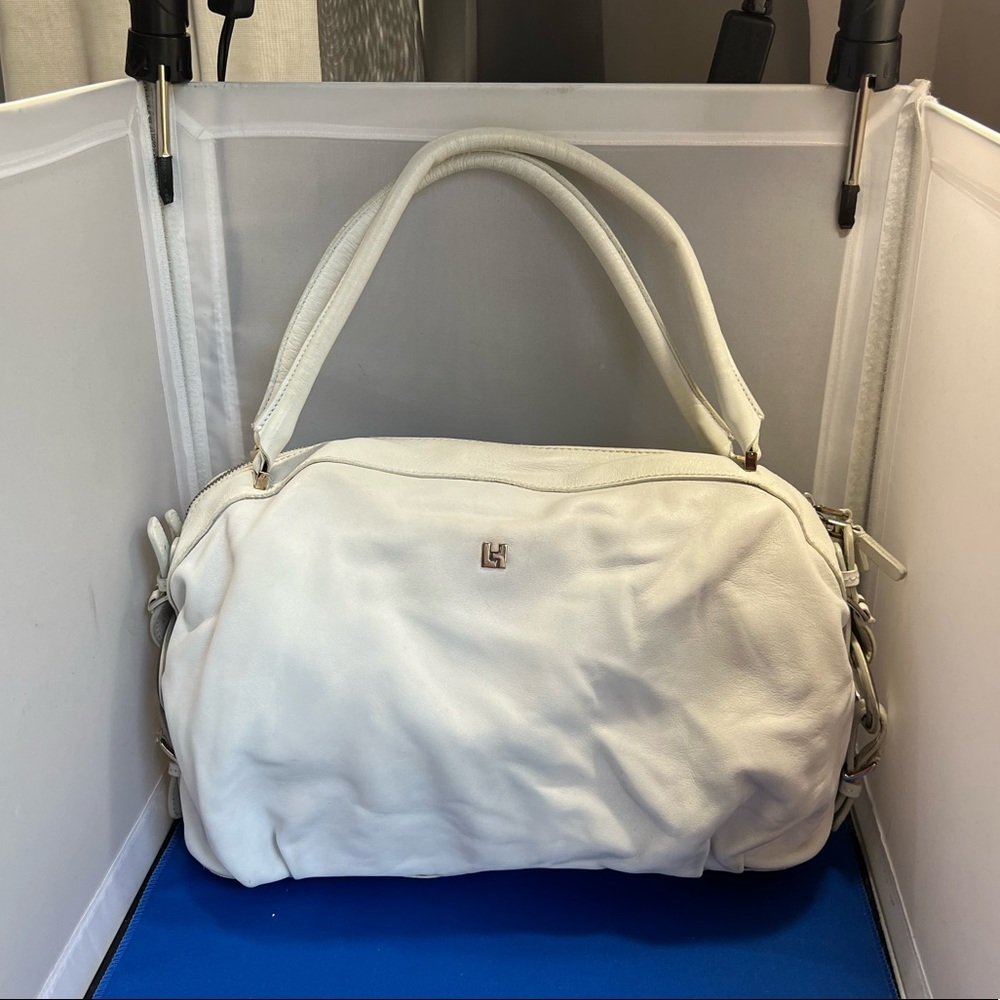 lambertson truex white leather hand bag